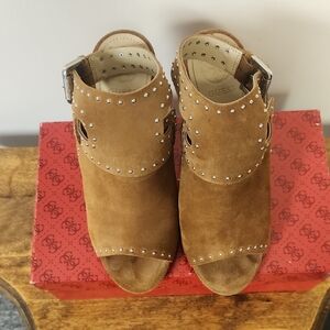 GUESS Brown Suede Studded Ankle Booties
